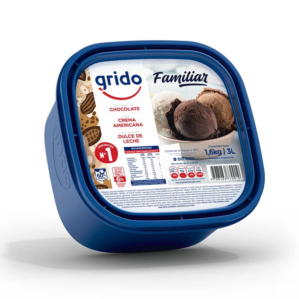 3Lts Ice Cream Dulce de Leche, Chocolate, Crema Americana