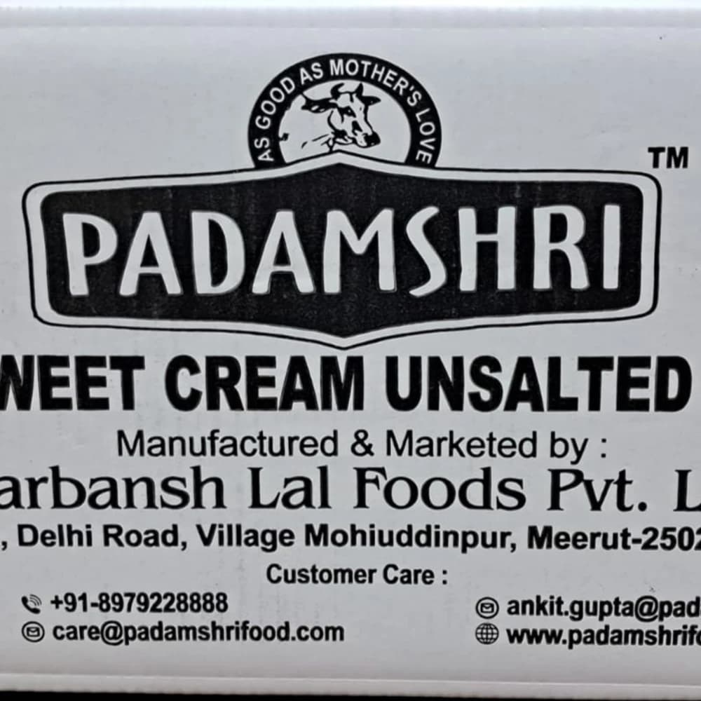 Unsalted Sweet Cream Butter (Minimum 82% Fat)